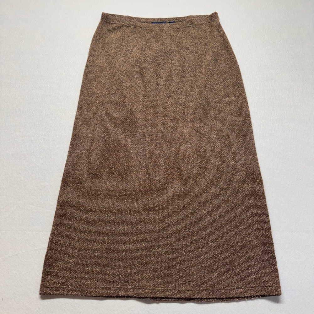 Crazy Horse Liz Claiborne Brown Marled Knit Maxi Skirt CHMU1634 Womens Medium